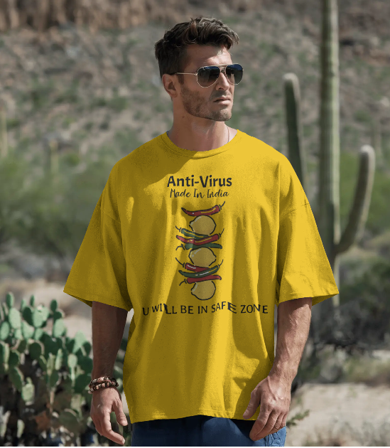 SCUBAAA Men's Lemon Aid Oversized Half Sleeve T-shirt