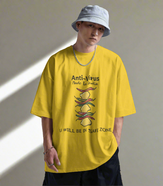 SCUBAAA Men's Lemon Aid Oversized Half Sleeve T-shirt