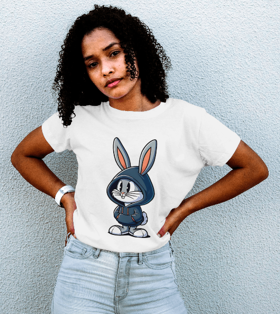 SCUBAAA Women's Baby Bunny Half Sleeve T-Shirt