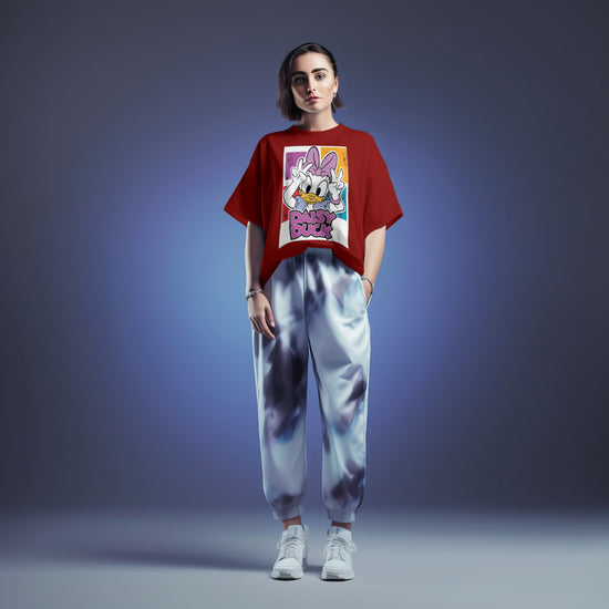 SCUBAAA Women's Daisy Duck: Pop Art Vibes Oversized T-Shirt