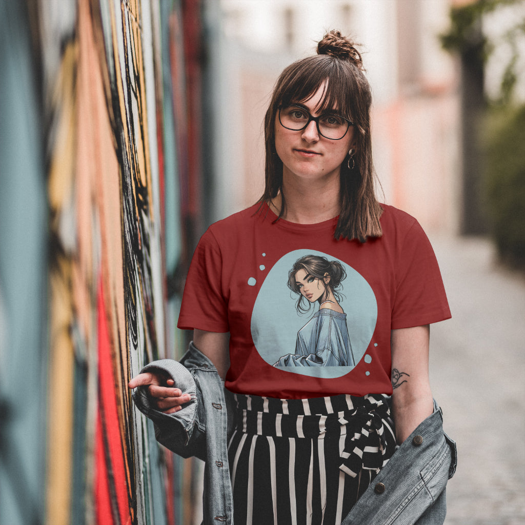 SCUBAAA Women's Stylish Serenity: A Modern Portrait Regular Fit T-shirt