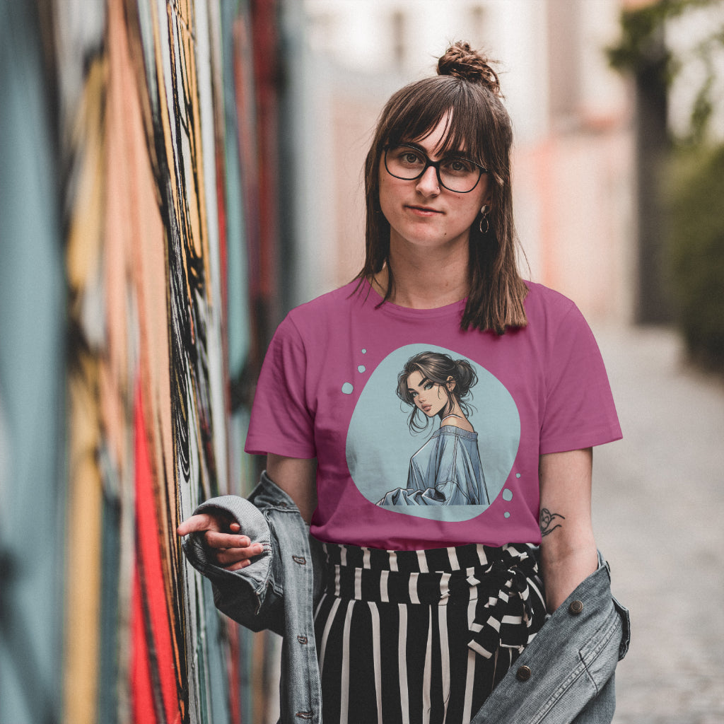 SCUBAAA Women's Stylish Serenity: A Modern Portrait Regular Fit T-shirt