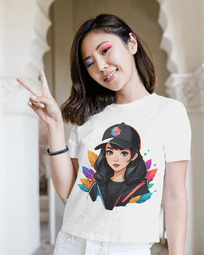 SCUBAAA Women's Vibrant Elegance: The Artistic Spirit Half Sleeve Regular Fit T-shirt