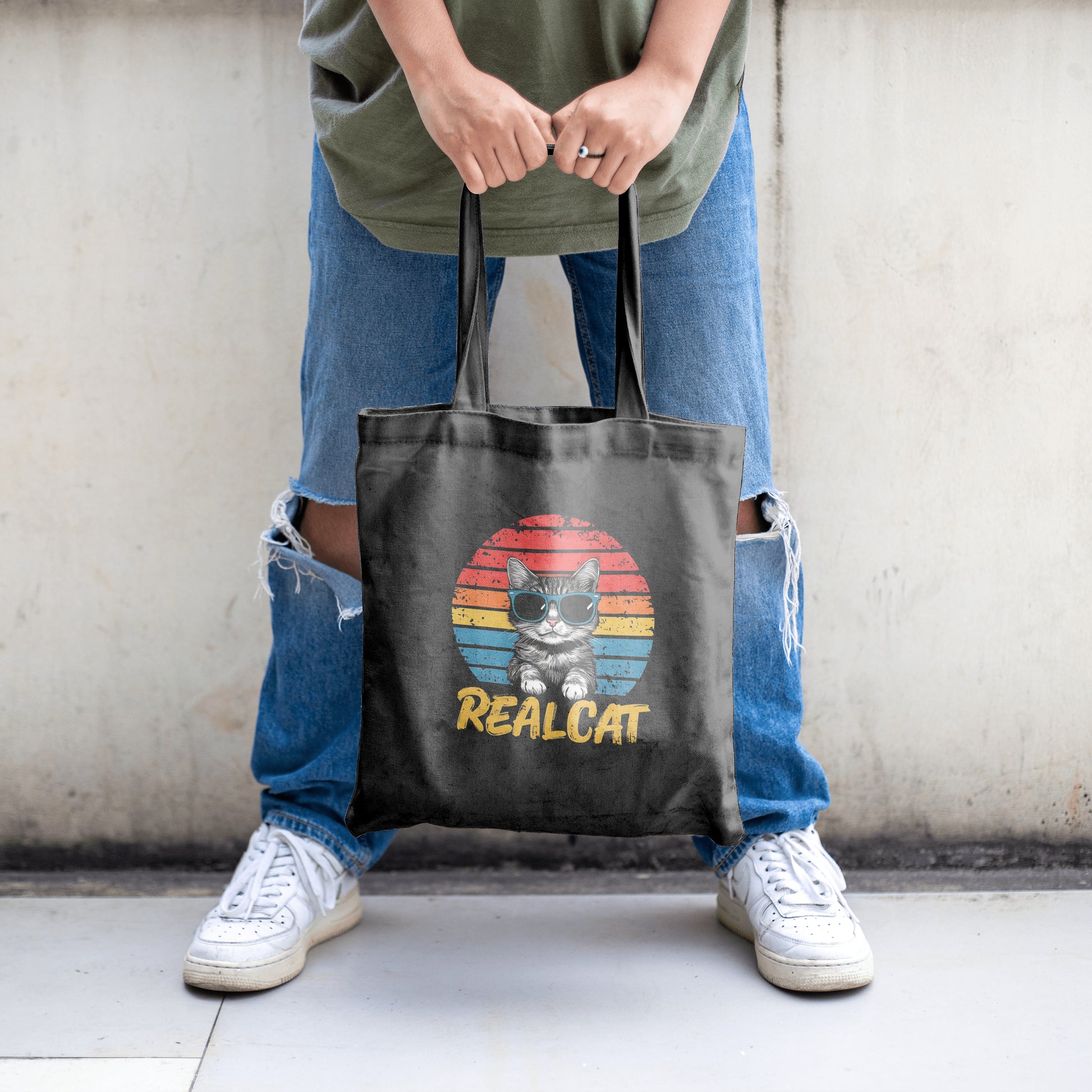 SCUBAAA Real Cat Tote Zipper Bag