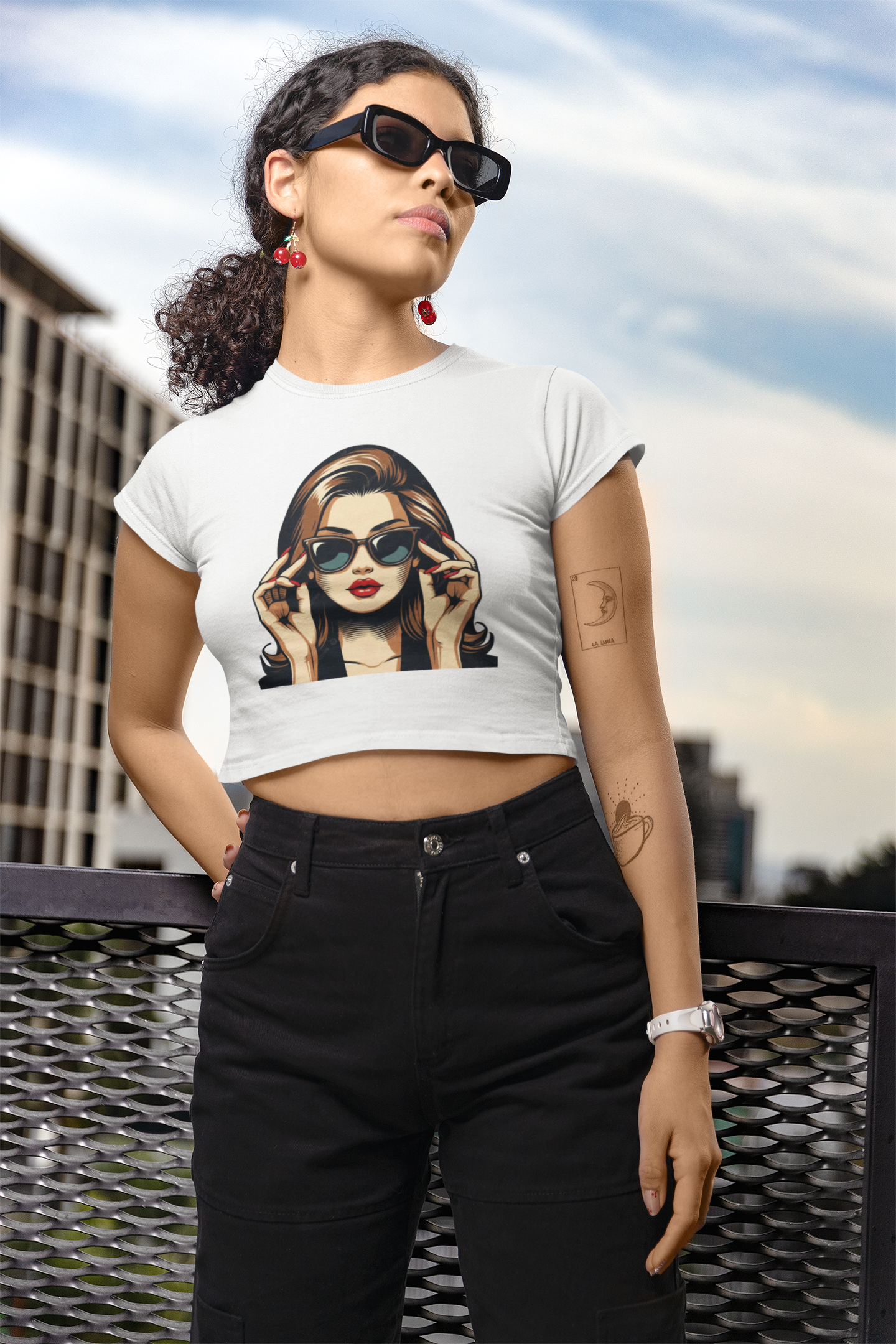 SCUBAAA Women's Retro Glam – Confidence in Shades Crop Top