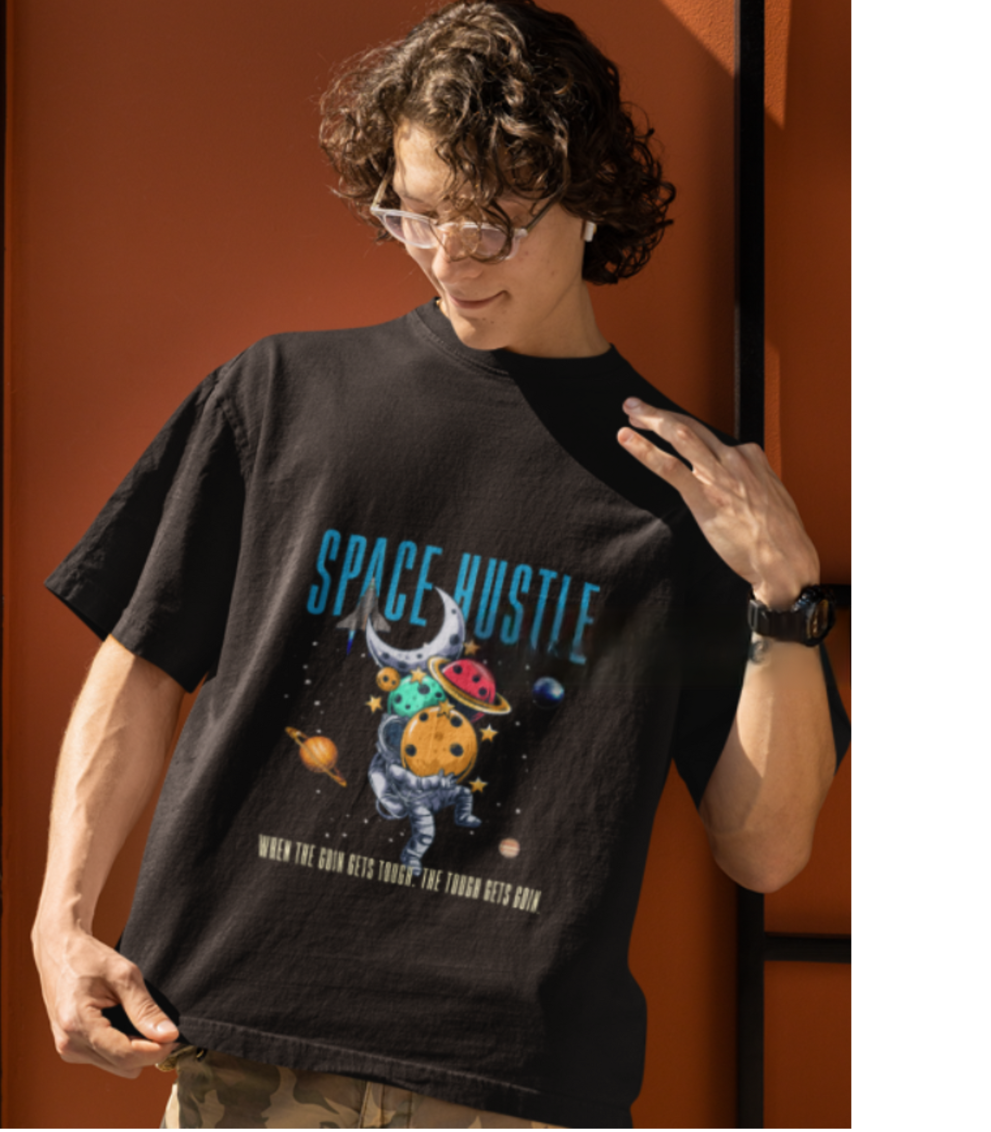 SCUBAAA Men's Space Hustle Oversized T-Shirt