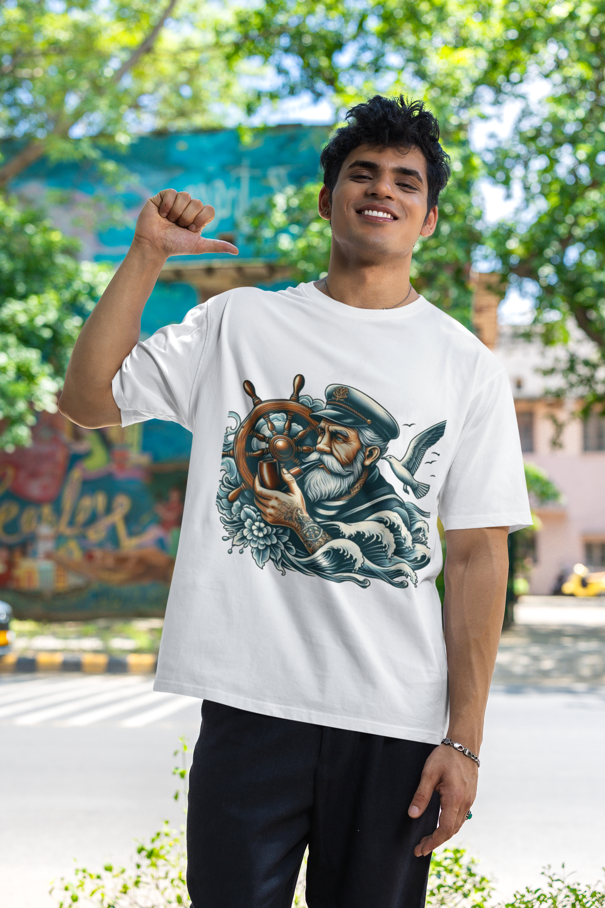 SCUBAAA Men's Sailor Half Sleeve Regular Fit T-shirt