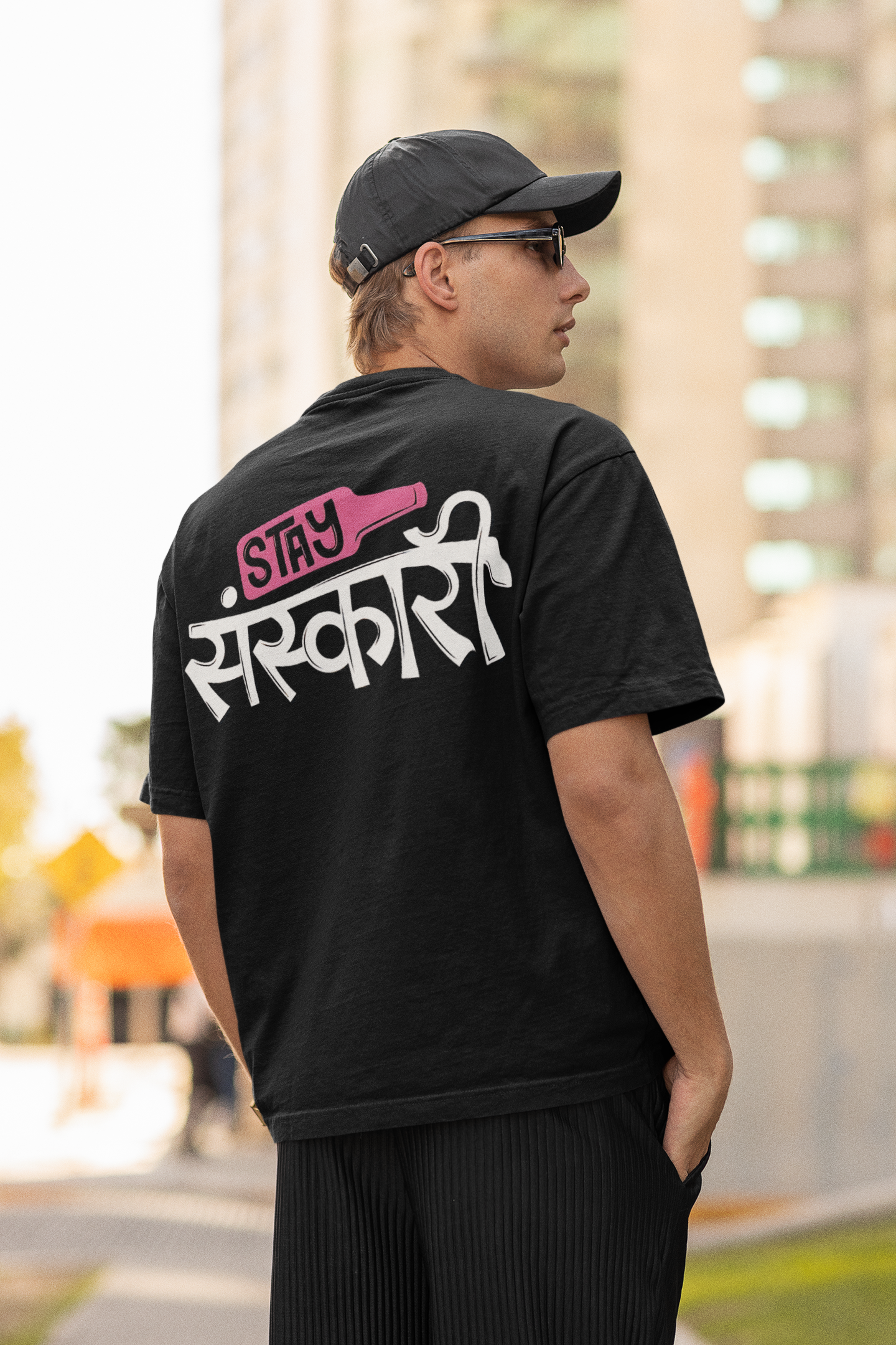 SCUBAAA Men's Stay Sanskari Oversized Half Sleeve T-shirt