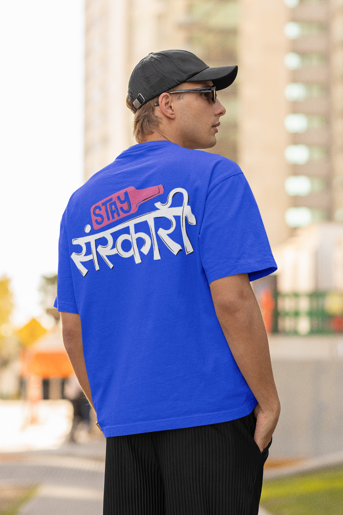 SCUBAAA Men's Stay Sanskari Oversized Half Sleeve T-shirt