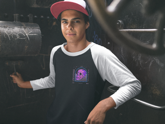 SCUBAAA Men's Skull Raglan Full Sleeve Tee