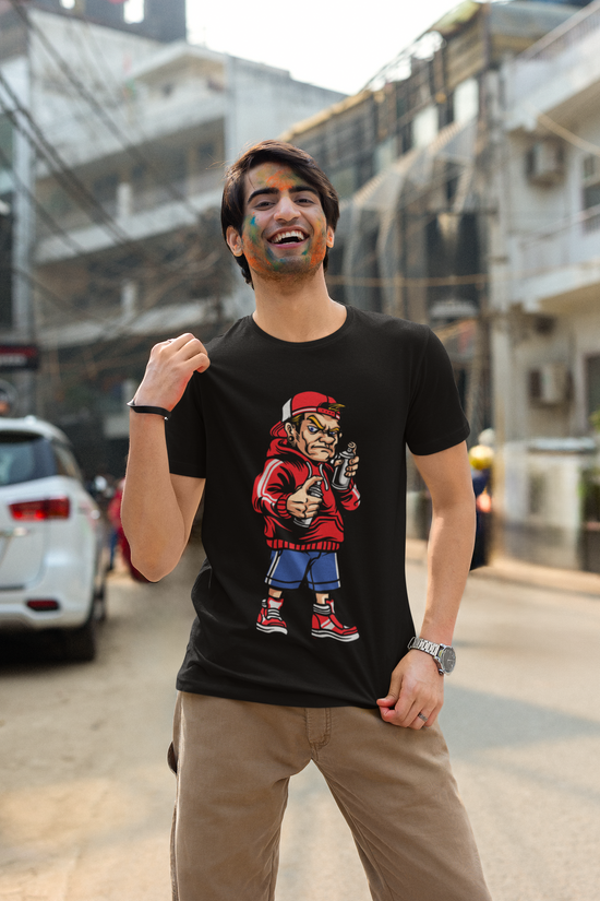 SCUBAAA Men's Street Vibes Cartoon Supima Tee
