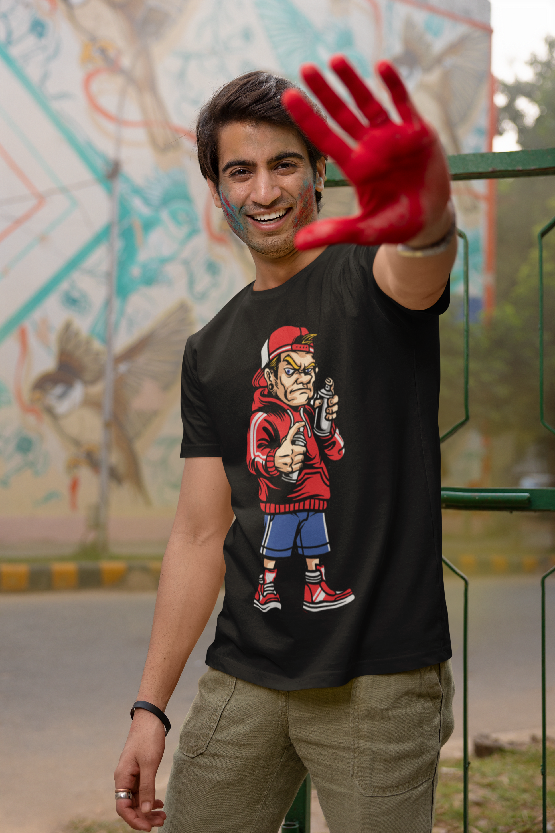 SCUBAAA Men's Street Vibes Cartoon Supima Tee