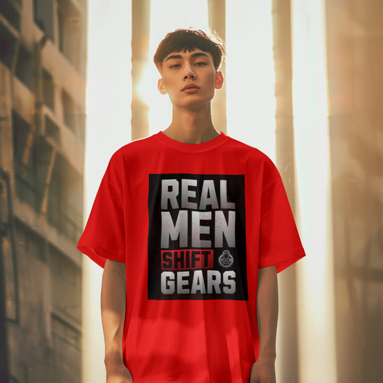 SCUBAAA - Men's Real Men Shift Gears Oversized T-Shirt