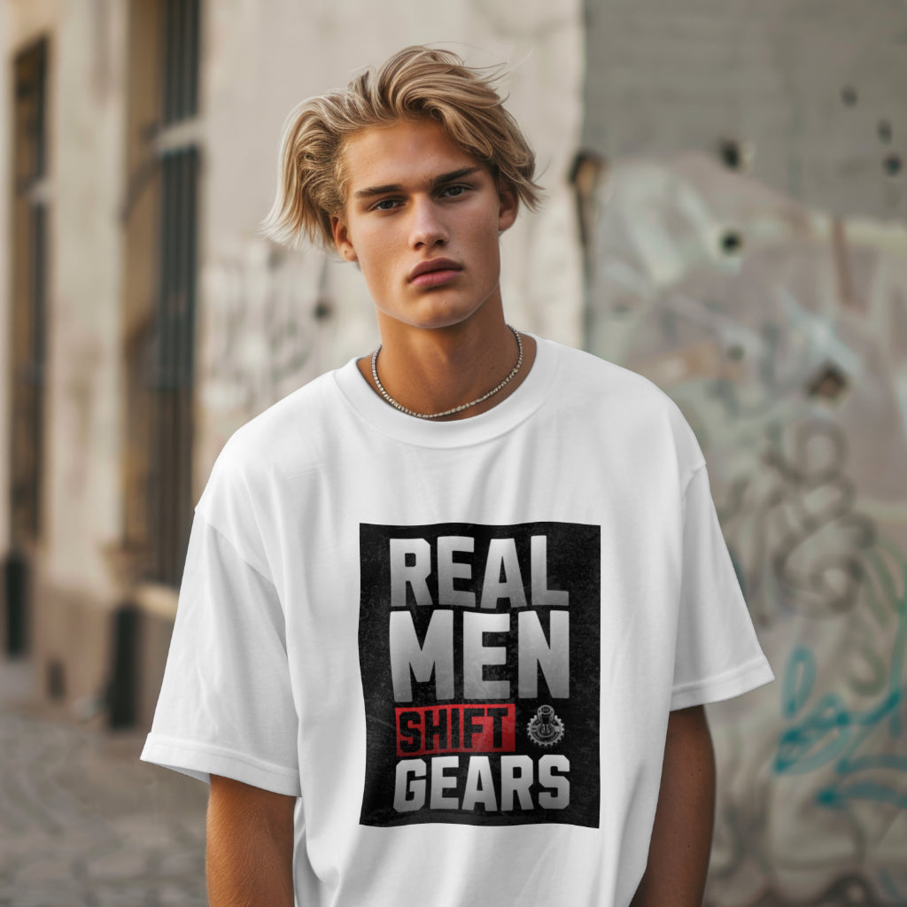 SCUBAAA - Men's Real Men Shift Gears Oversized T-Shirt