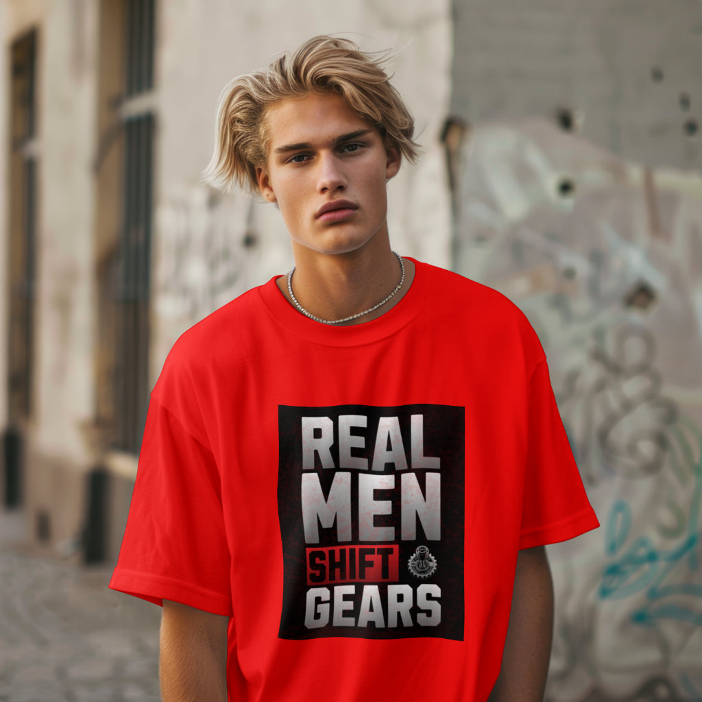 SCUBAAA - Men's Real Men Shift Gears Oversized T-Shirt