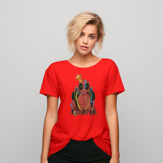 SCUBAAA Woman's Half Sleeve Deadpool Regular Fit Tshirt