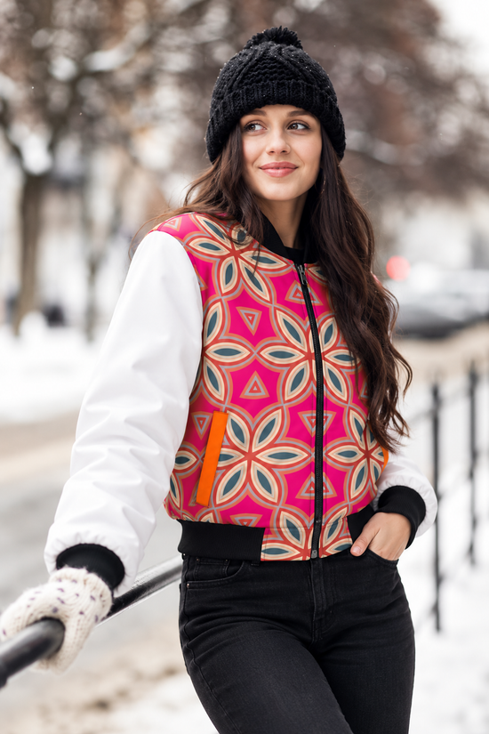 Fuchsia Bloom Bomber Jacket