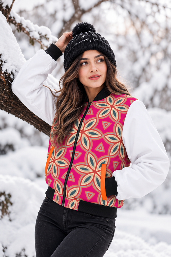 Fuchsia Bloom Bomber Jacket