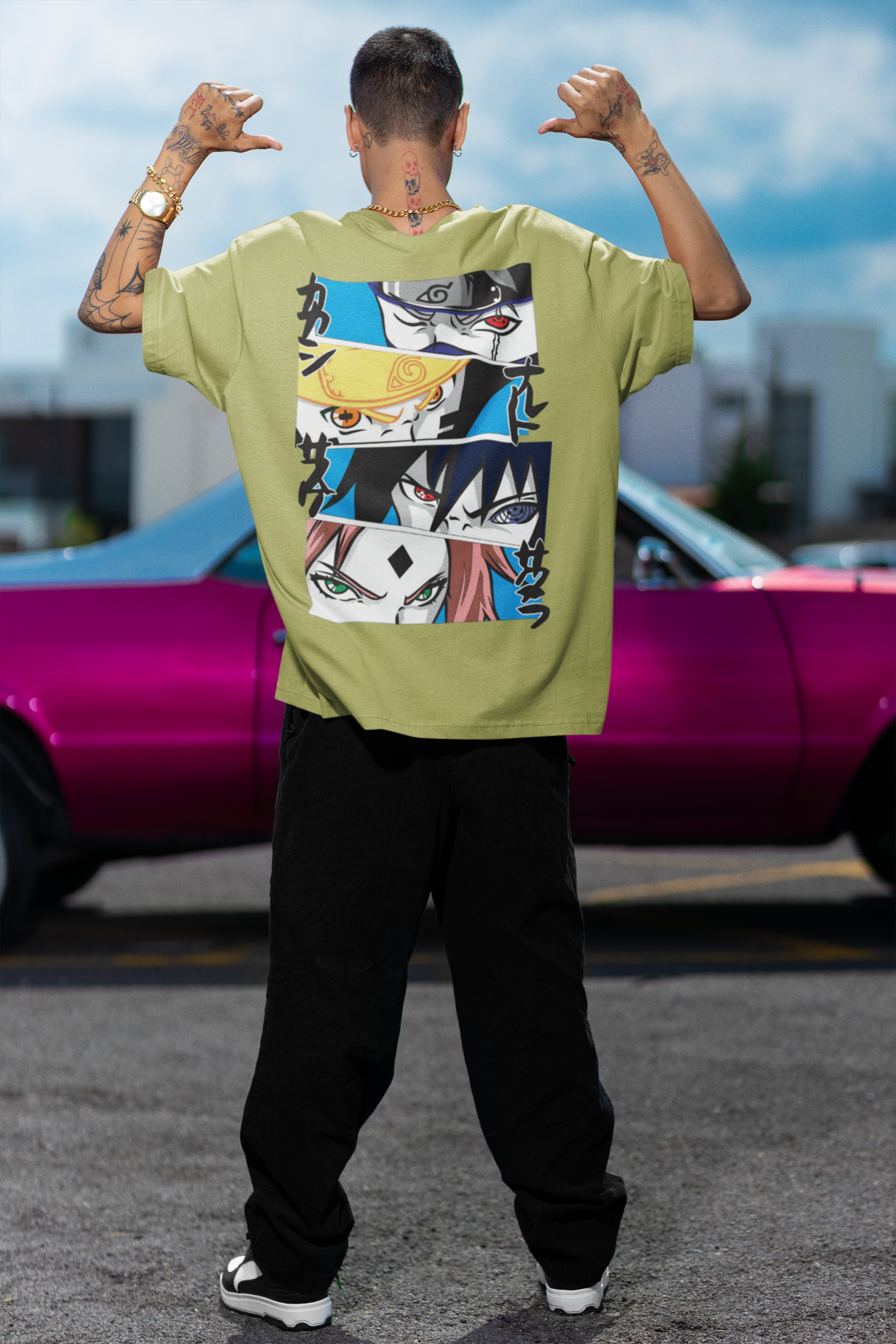 SCUBAAA Men's Naruto Oversized Half Sleeve T-shirt