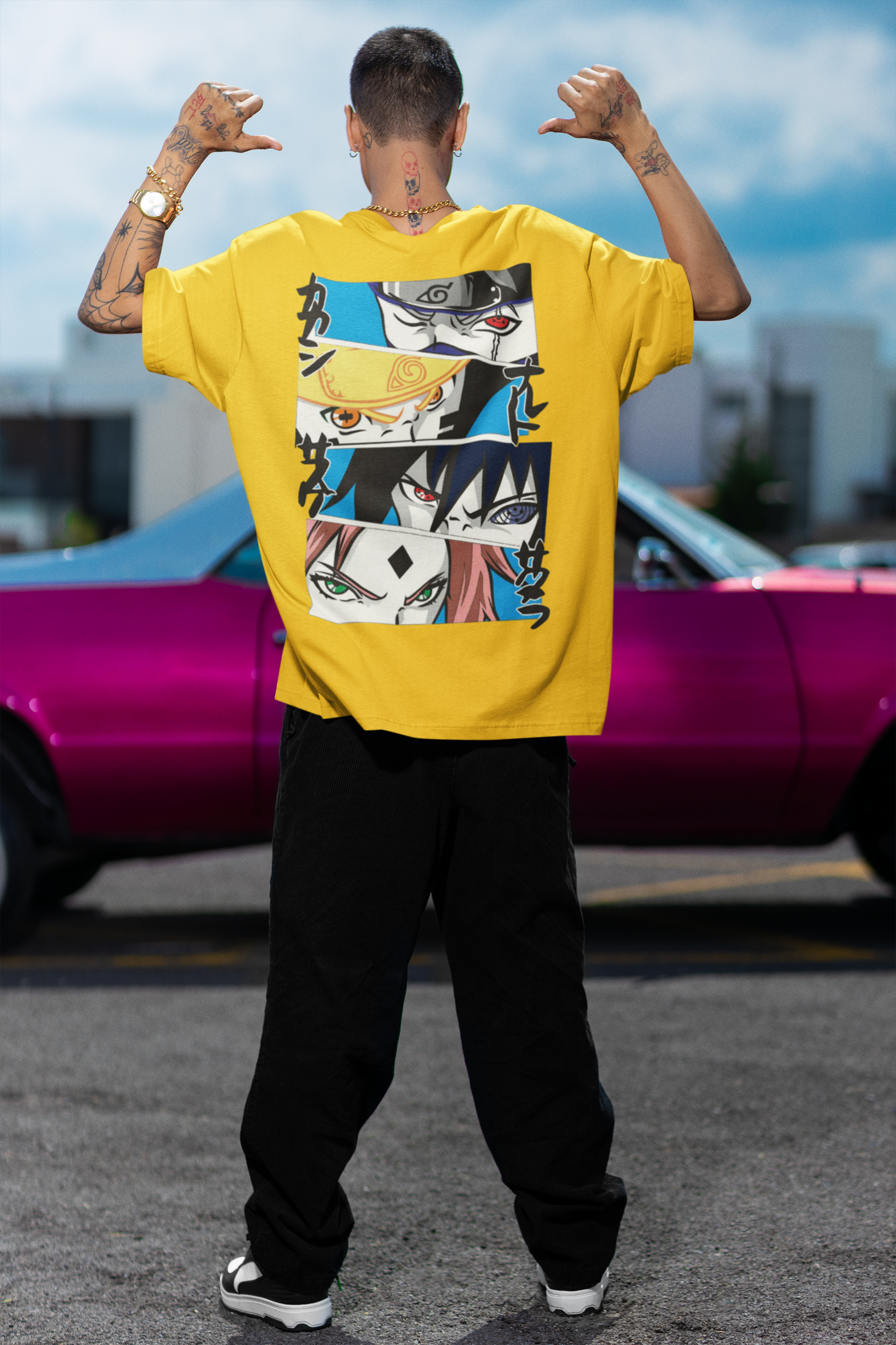 SCUBAAA Men's Naruto Oversized Half Sleeve T-shirt