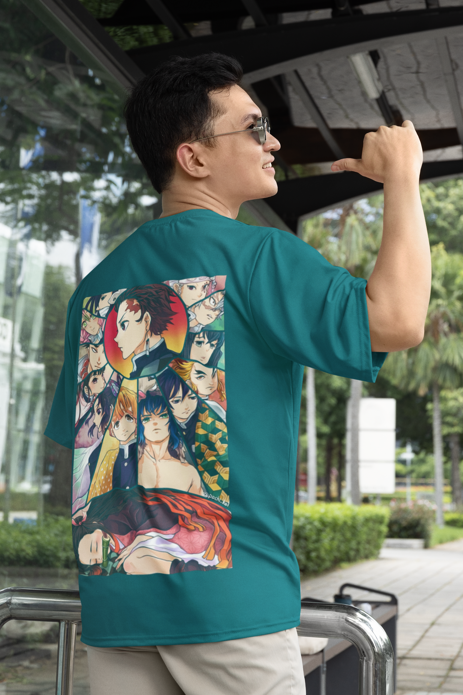 SCUBAAA Men's Demon Slayer Corps Oversized Half Sleeve T-shirt