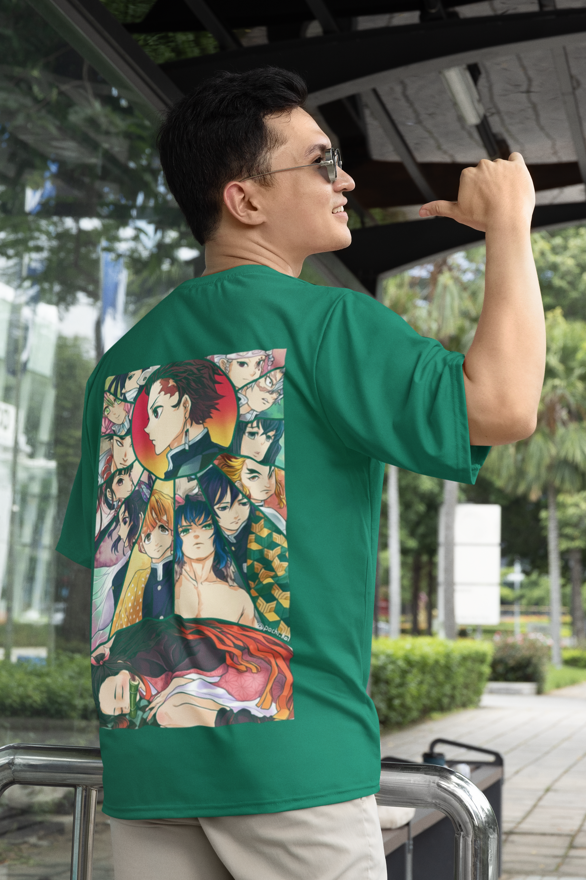 SCUBAAA Men's Demon Slayer Corps Oversized Half Sleeve T-shirt