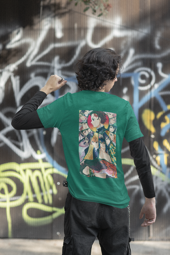 SCUBAAA Men's Demon Slayer Corps Oversized Half Sleeve T-shirt