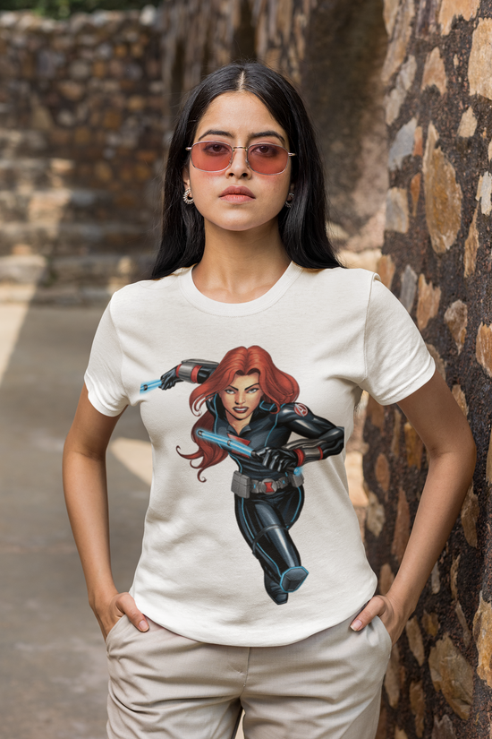 SCUBAAA Women's Black Widow Regular Half Sleeve T-Shirt