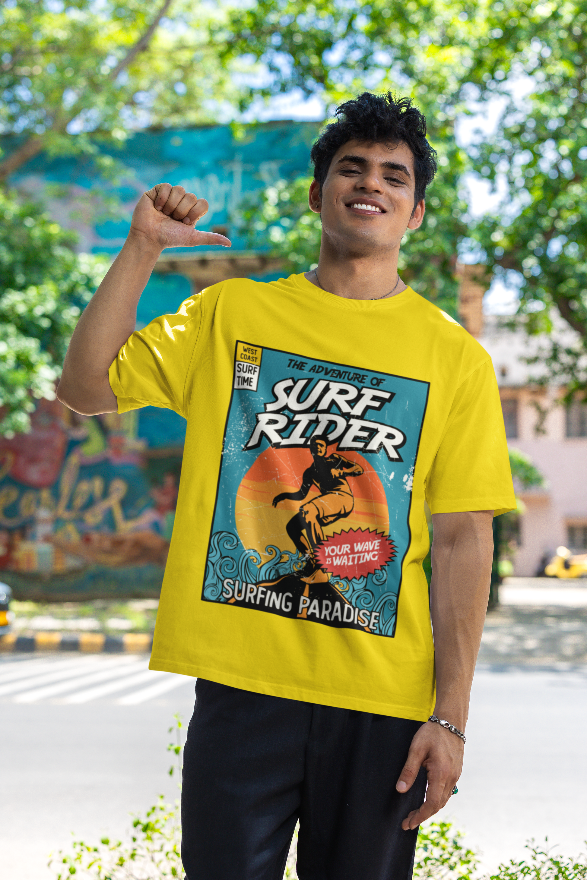 SCUBAAA Men's Surf Rider Oversized T-Shirt
