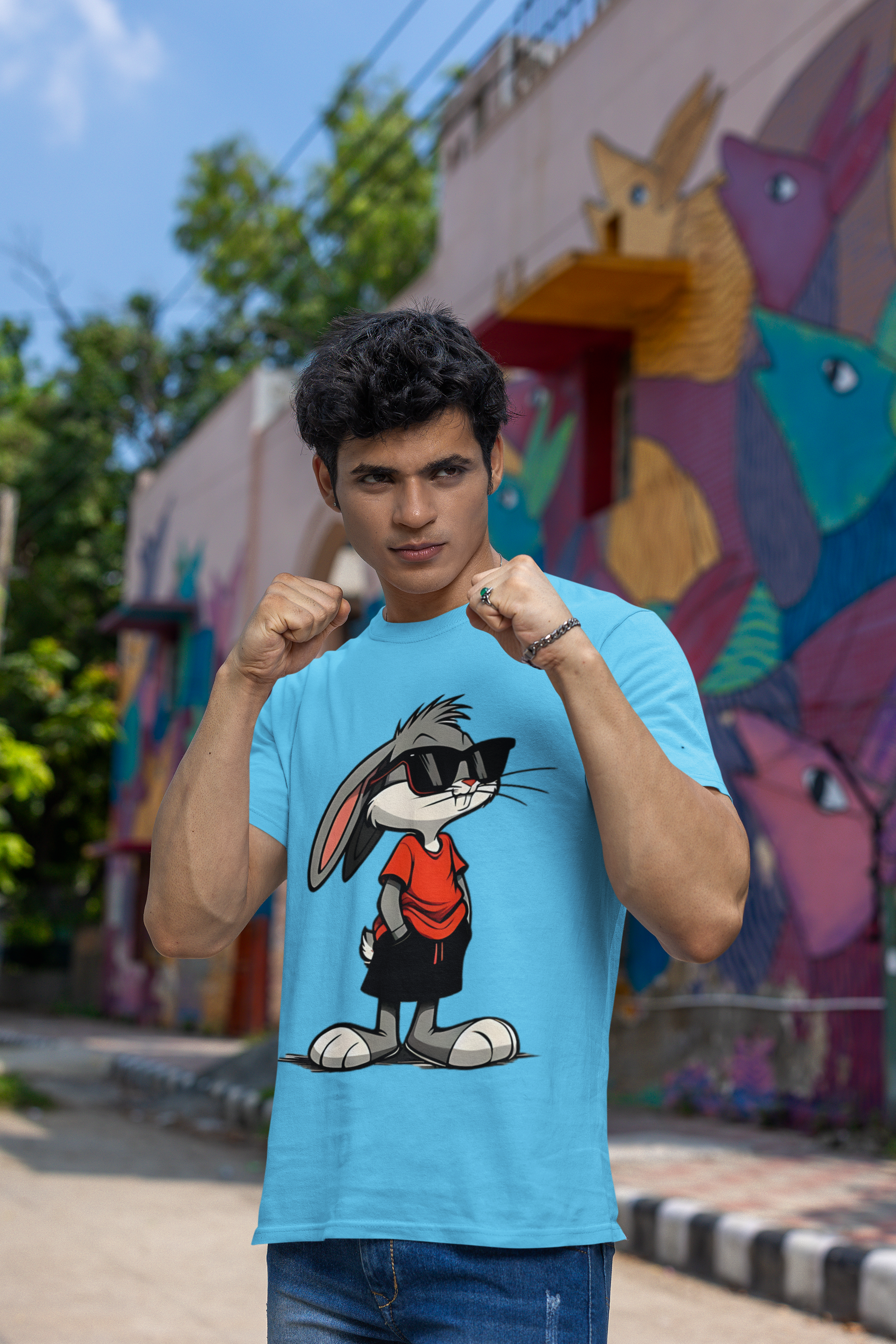 SCUBAAA Men's Bunny Half Sleeve T-Shirt