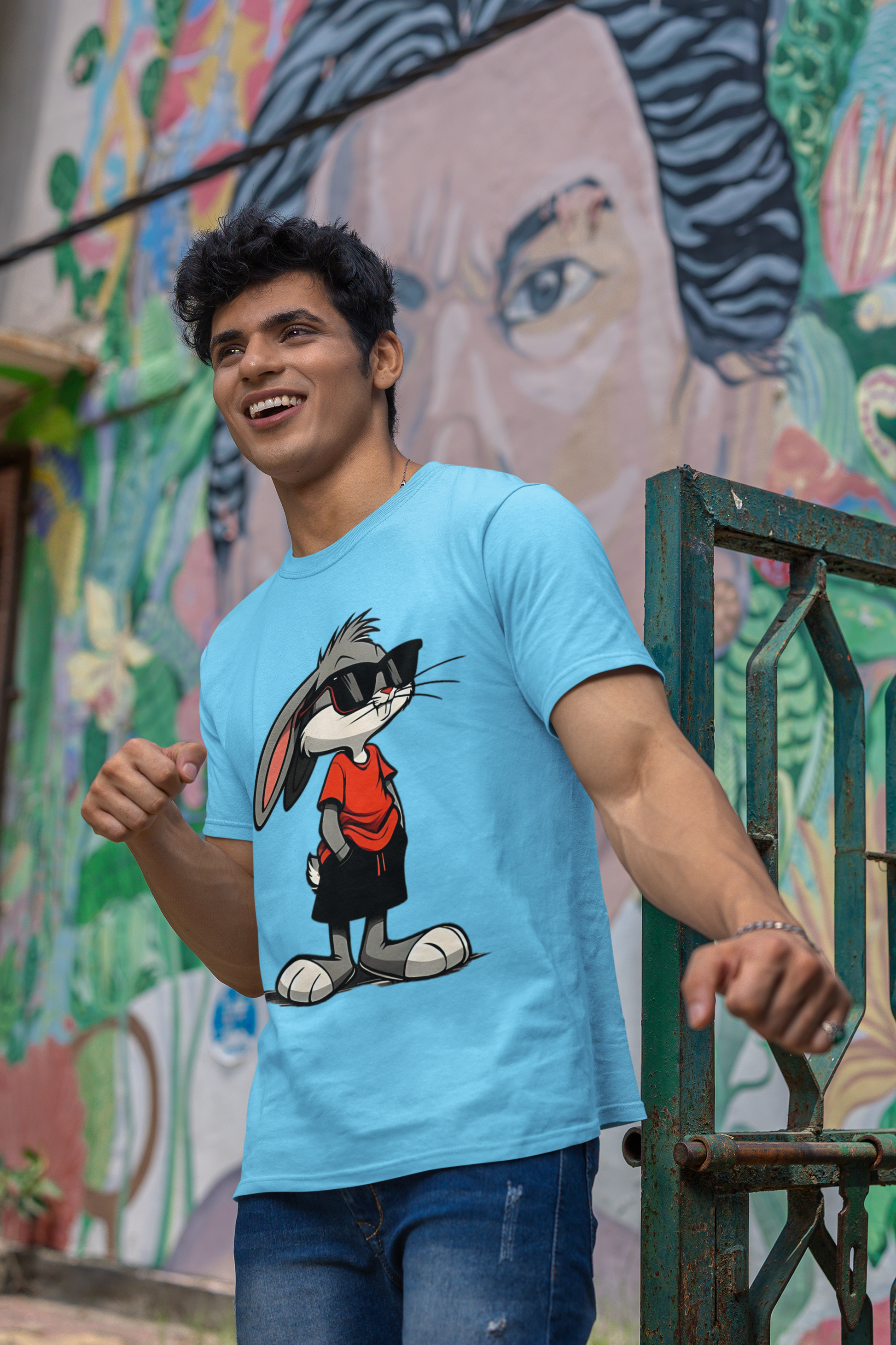 SCUBAAA Men's Bunny Half Sleeve T-Shirt