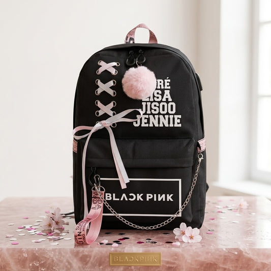 Unisex PU Leather Solid Medium Zipper Backpack (Black)