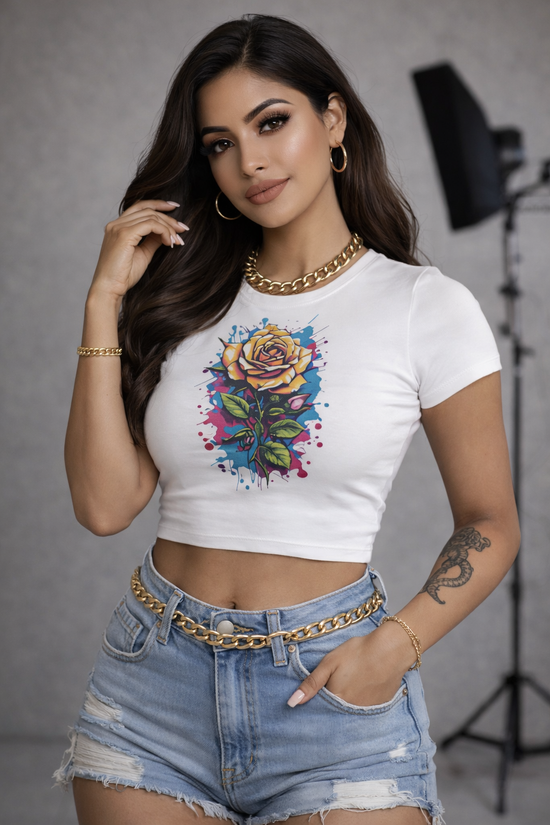 SCUBAAA Women's Rose Crop Top