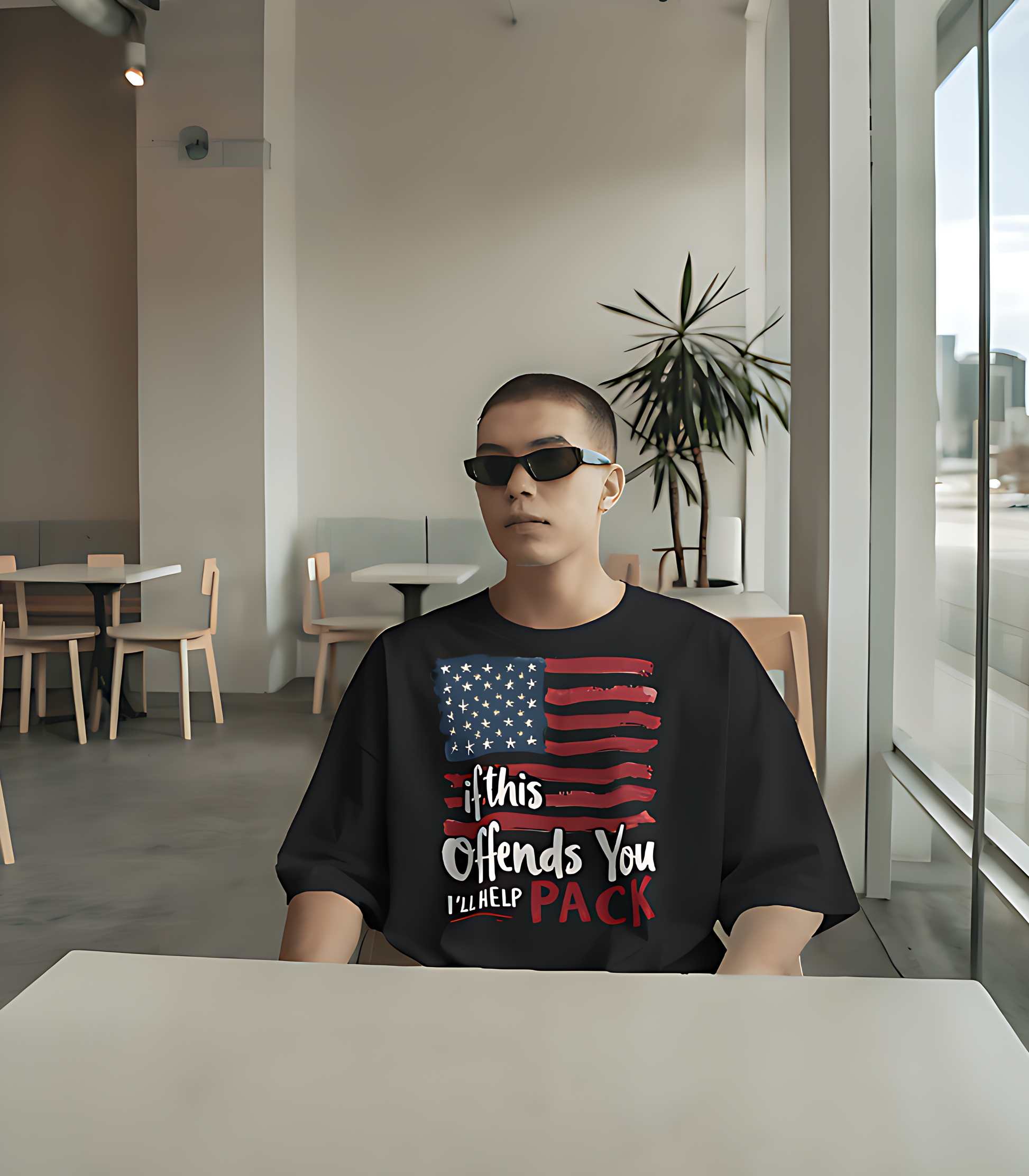 SCUBAAA Men's Flag Oversized Half Sleeve T-shirt