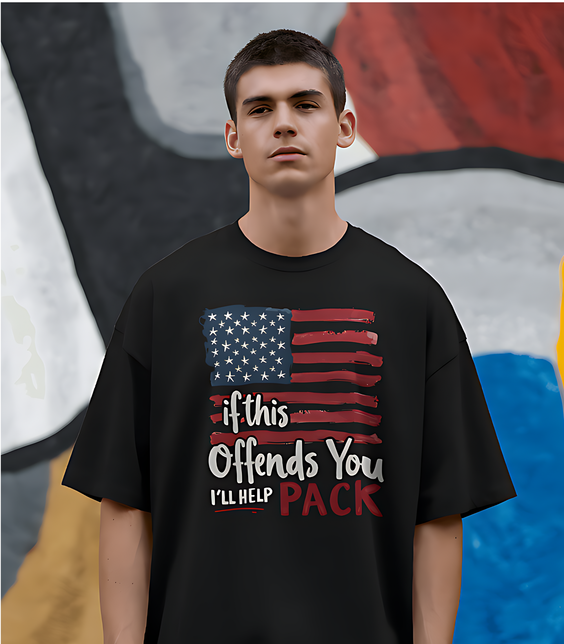 SCUBAAA Men's Flag Oversized Half Sleeve T-shirt