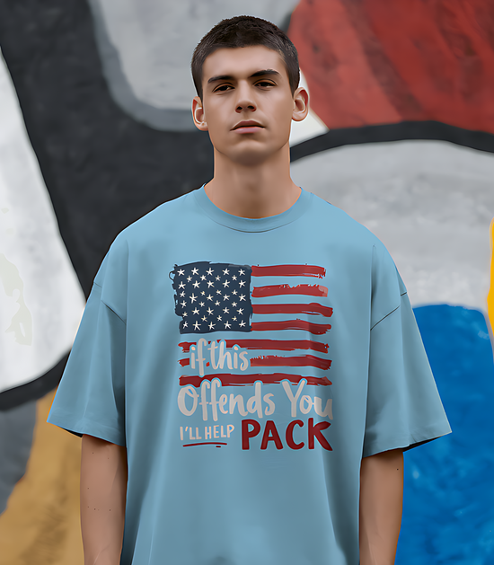 SCUBAAA Men's Flag Oversized Half Sleeve T-shirt