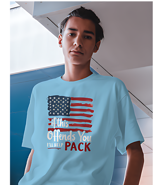 SCUBAAA Men's Flag Oversized Half Sleeve T-shirt