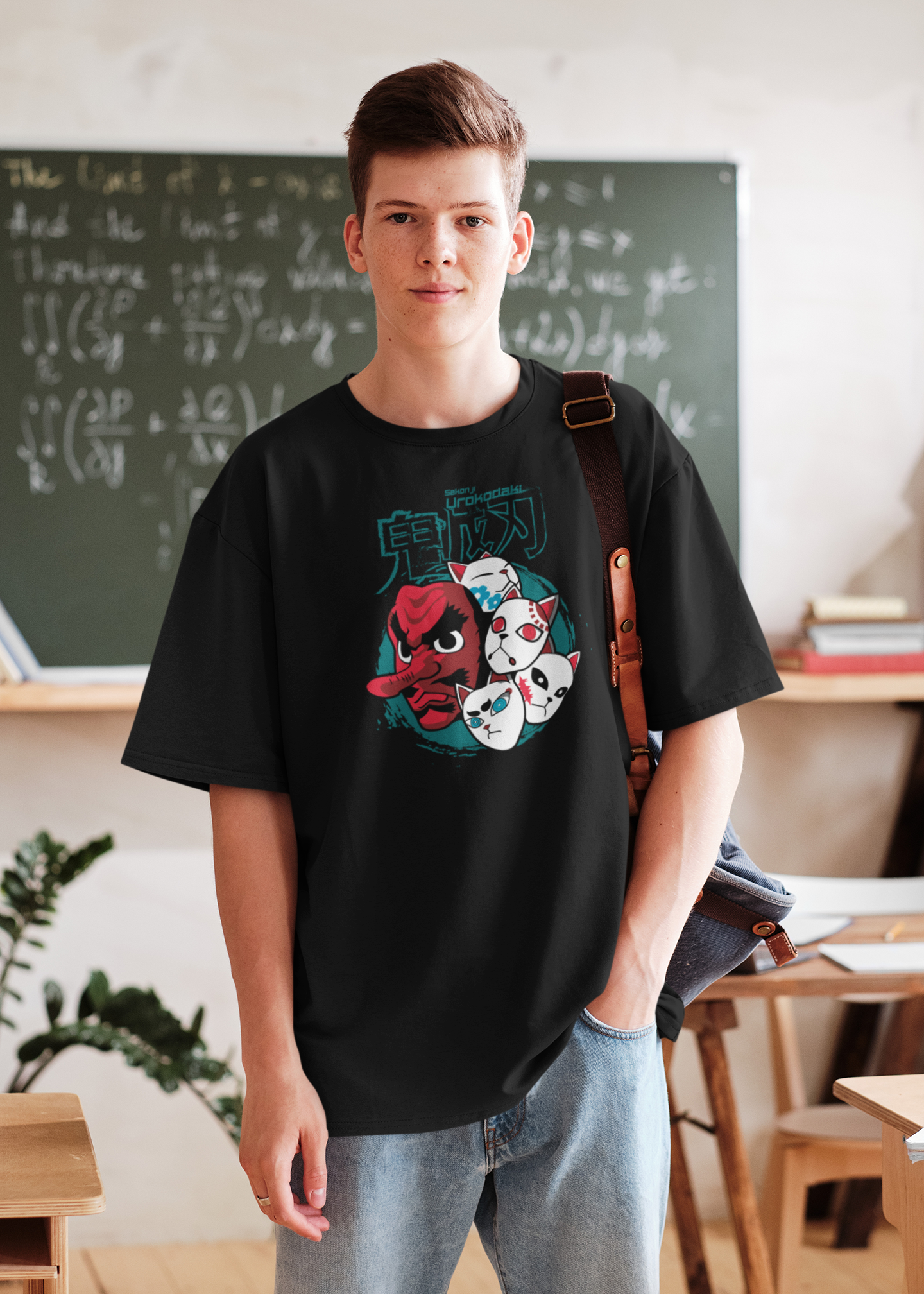 SCUBAAA Men's Demon Slayer Corps Oversized Half Sleeve T-shirt