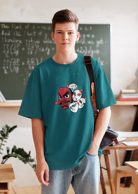 SCUBAAA Men's Demon Slayer Corps Oversized Half Sleeve T-shirt