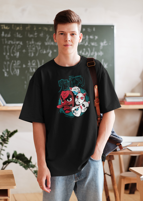 SCUBAAA Men's Demon Slayer Corps Oversized Half Sleeve T-shirt