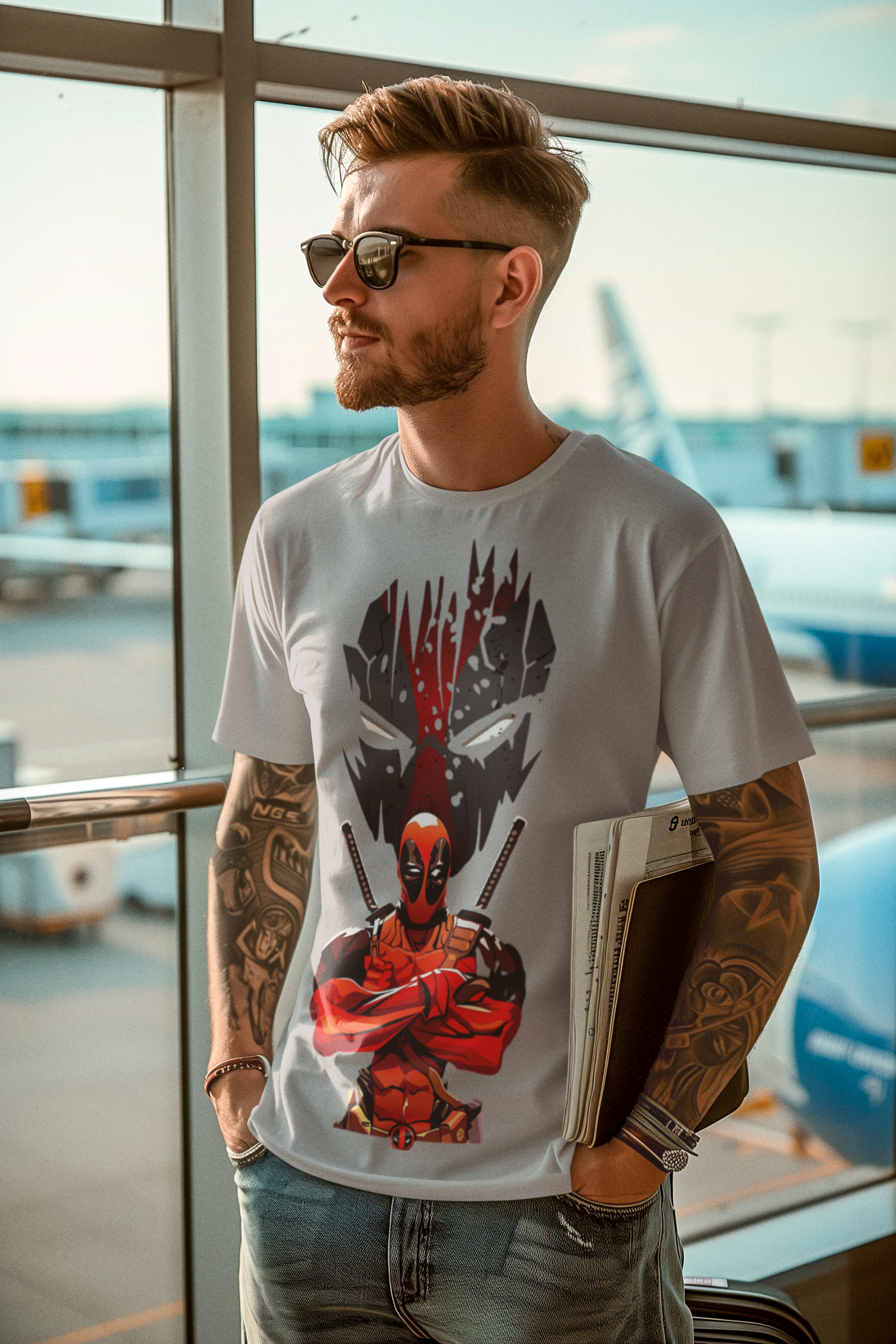 SCUBAAA Men's DeadPool Oversized Half Sleeve T-shirt