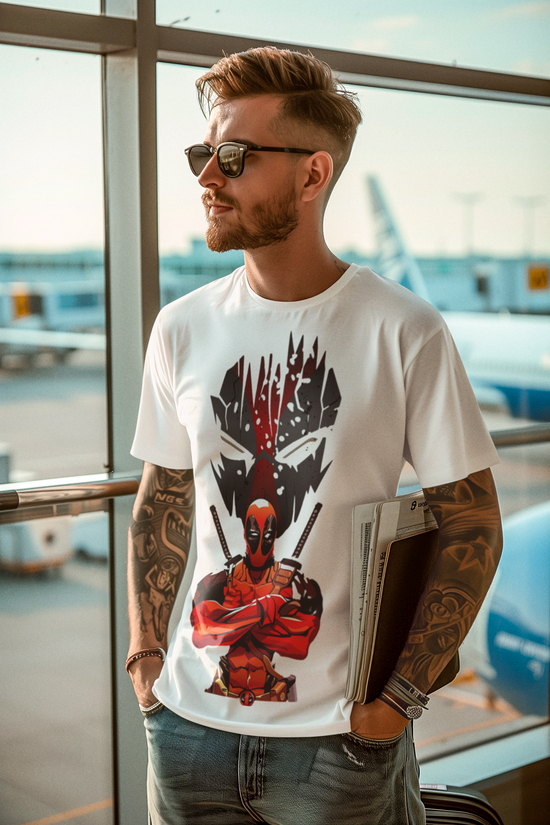SCUBAAA Men's DeadPool Oversized Half Sleeve T-shirt
