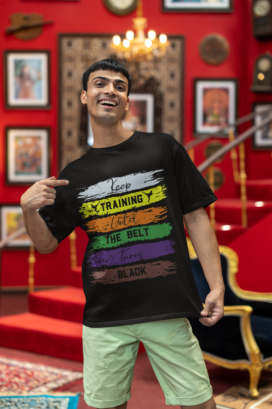 SCUBAAA Men's Black Belt Journey Oversized T - Shirt