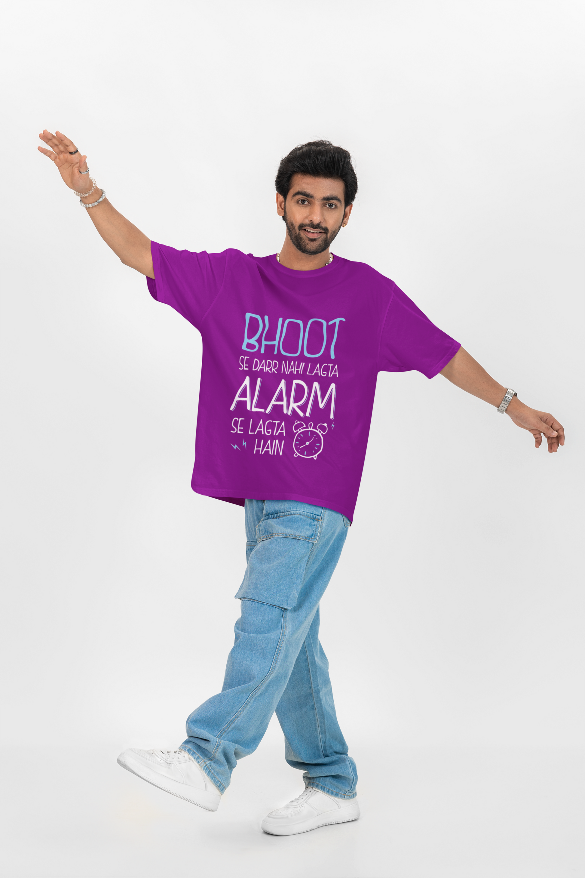 SCUBAAA Men's Alarm se Daar Lagta Haai Oversized Half Sleeve T-shirt