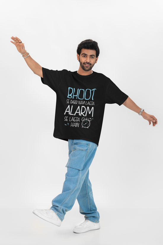 SCUBAAA Men's Alarm se Daar Lagta Haai Oversized Half Sleeve T-shirt