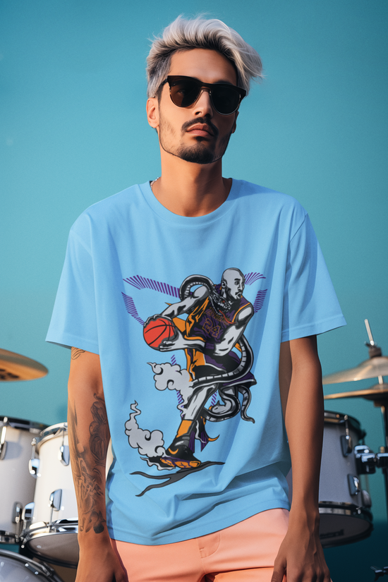 SCUBAAA Men's NBA- Kobe Bryant X Black Mamba Oversized Half Sleeve T-shirt