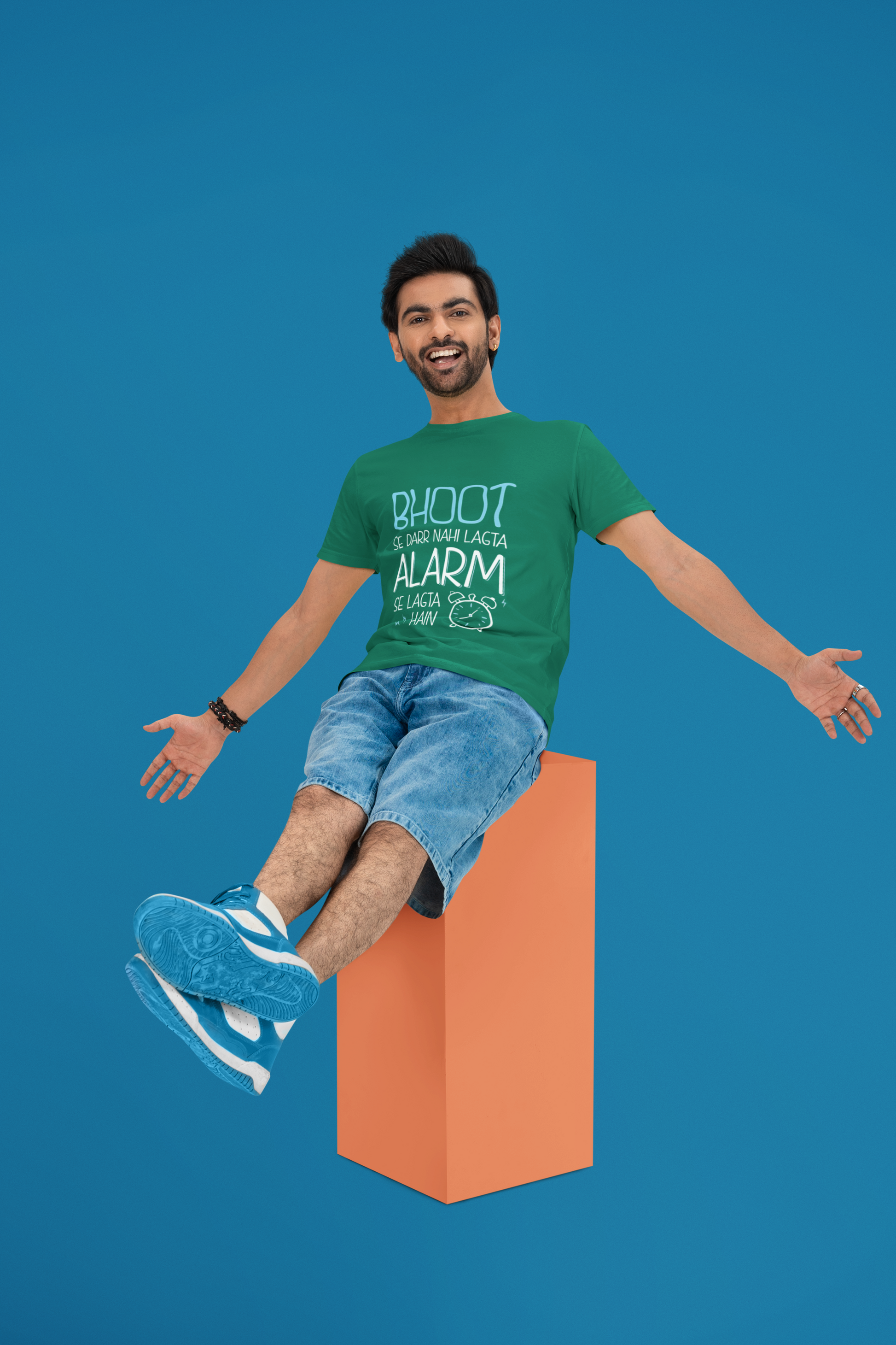 SCUBAAA Men's Alarm se Daar Lagta Haai Oversized Half Sleeve T-shirt