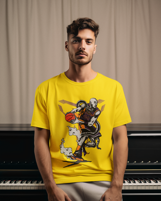 SCUBAAA Men's NBA- Kobe Bryant X Black Mamba Oversized Half Sleeve T-shirt