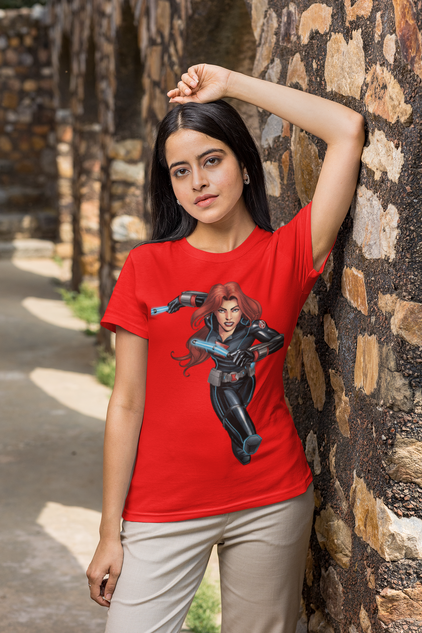 SCUBAAA Women's Black Widow Regular Half Sleeve T-Shirt