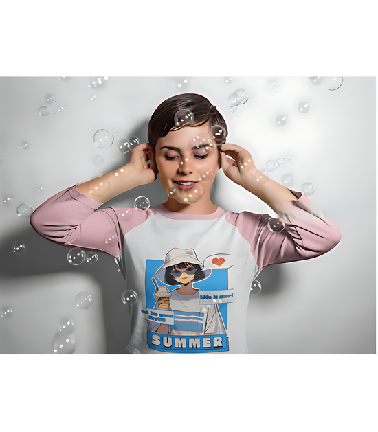 SCUBAAA Women's Summer Vibes & Ice Cream Delights Raglan T-Shirt